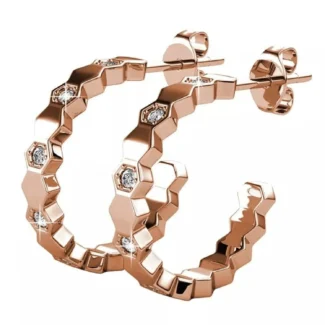 Rose Gold Hexagonal Honeycomb C-Hoop Earrings