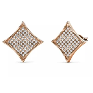 Rose Gold Pave Kite Stud Earrings