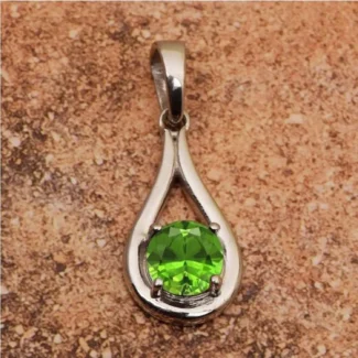 Teardrop Sterling Silver and Peridot Pendant