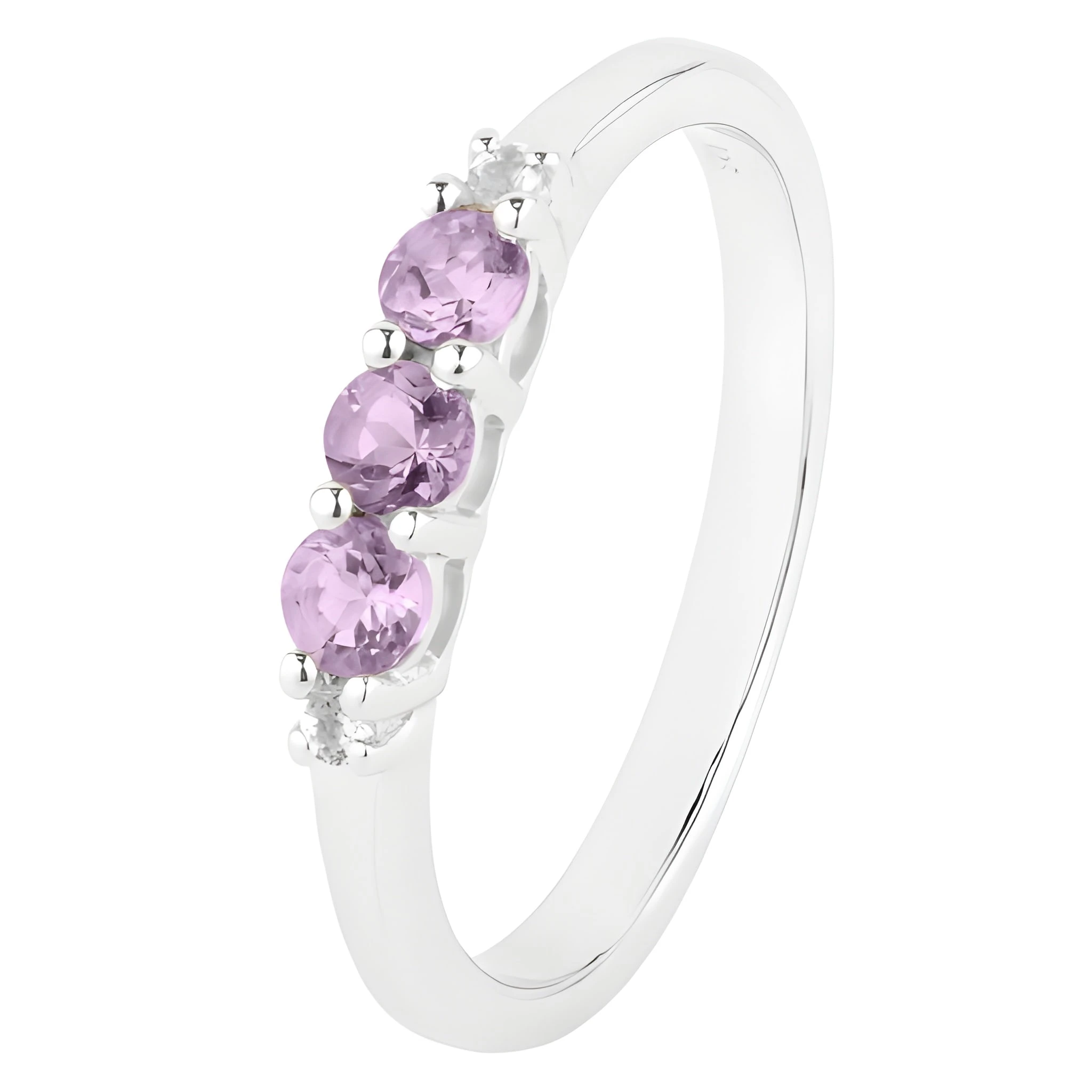 Sterling Silver Ring with Pink Amethyst and White Topaz